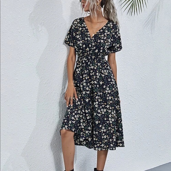 Boho floral print wrap A line dress - Picture 14 of 16